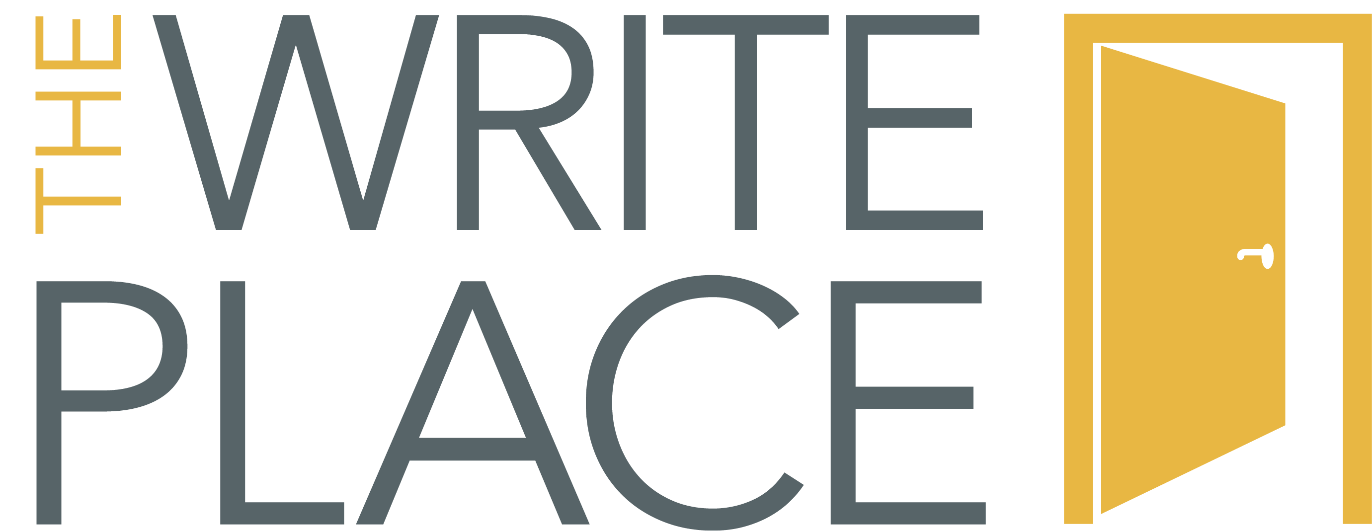 The Write Place logo with an opening yellow door